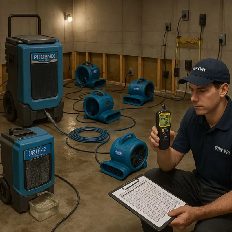 Structural Drying and Dehumidification process in Beckemeyer, IL